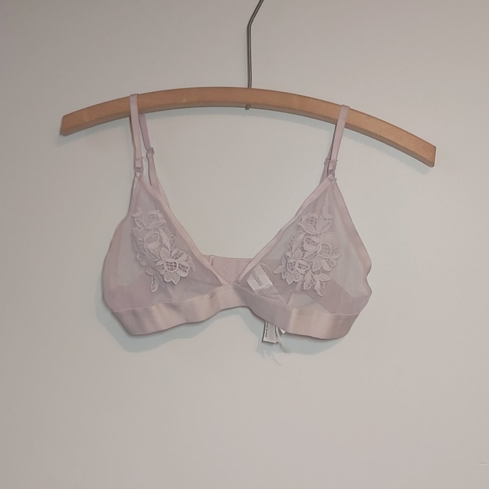 Lilac lace and satin bralette